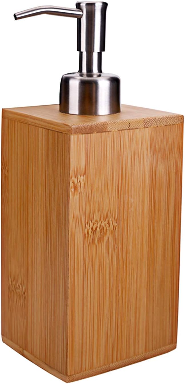 Ninebendstreams Dispensers for liquid soap Natural Bamboo Soap and Lotion Pump Dispenser Wooden Bathroom Accessory for Home Hotel