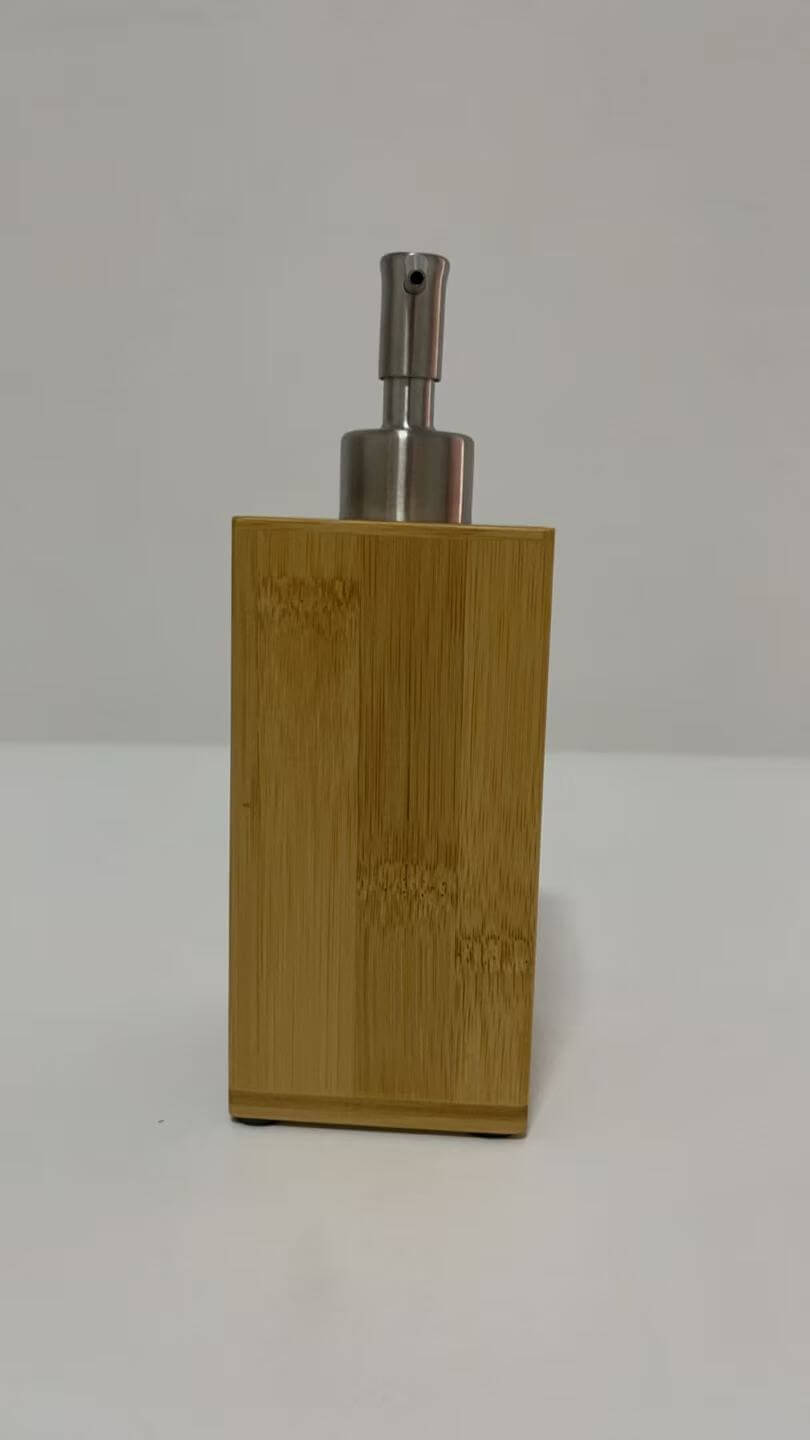 Ninebendstreams Dispensers for liquid soap Natural Bamboo Soap and Lotion Pump Dispenser Wooden Bathroom Accessory for Home Hotel