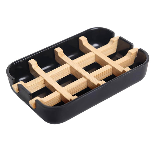 2 Pack Bamboo Fiber Soap Holder and Soap Dish Combination for Bathroom Bar Soap Holder Sink Deck Bathtub Shower Tray (White)