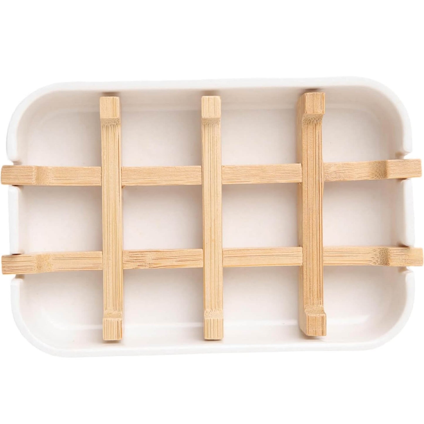 2 Pack Bamboo Fiber Soap Holder and Soap Dish Combination for Bathroom Bar Soap Holder Sink Deck Bathtub Shower Tray (White)