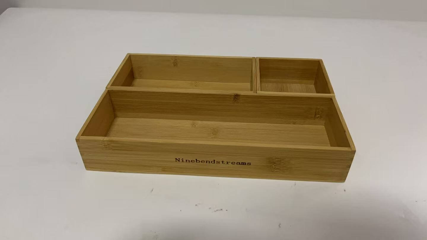 Ninebendstreams Containers for household or kitchen use, Bamboo Kitchen Organizer Boxes Set 3 Pcs