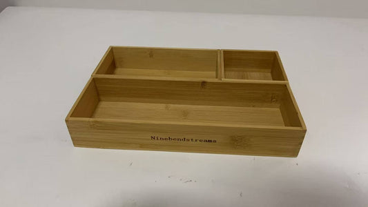 Ninebendstreams Containers for household or kitchen use, Bamboo Kitchen Organizer Boxes Set 3 Pcs