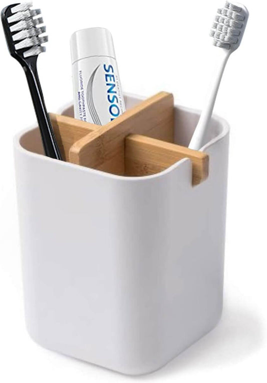 Ninebendstreams Bamboo-Toothbrush Holders-Multifunctional-Electric Toothbrush-Storage Box-Natural Tough-Toothpaste-Holder Suitable for Bathroom Countertops, Sink, etc.