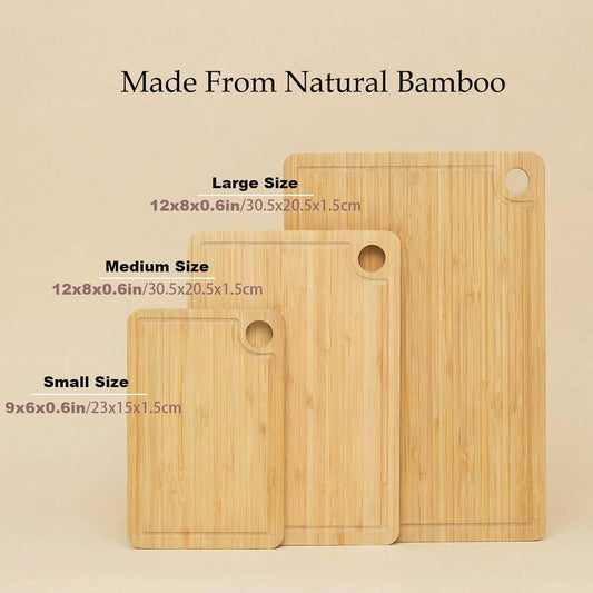 Ninebendstreams Bamboo Cutting Boards for Kitchen, Wooden Chopping Boards Set of 3,Wood Cutting Boards with Juice Groove for Meat, Vegetables and Fruits,Ideal Kitchen Gifts