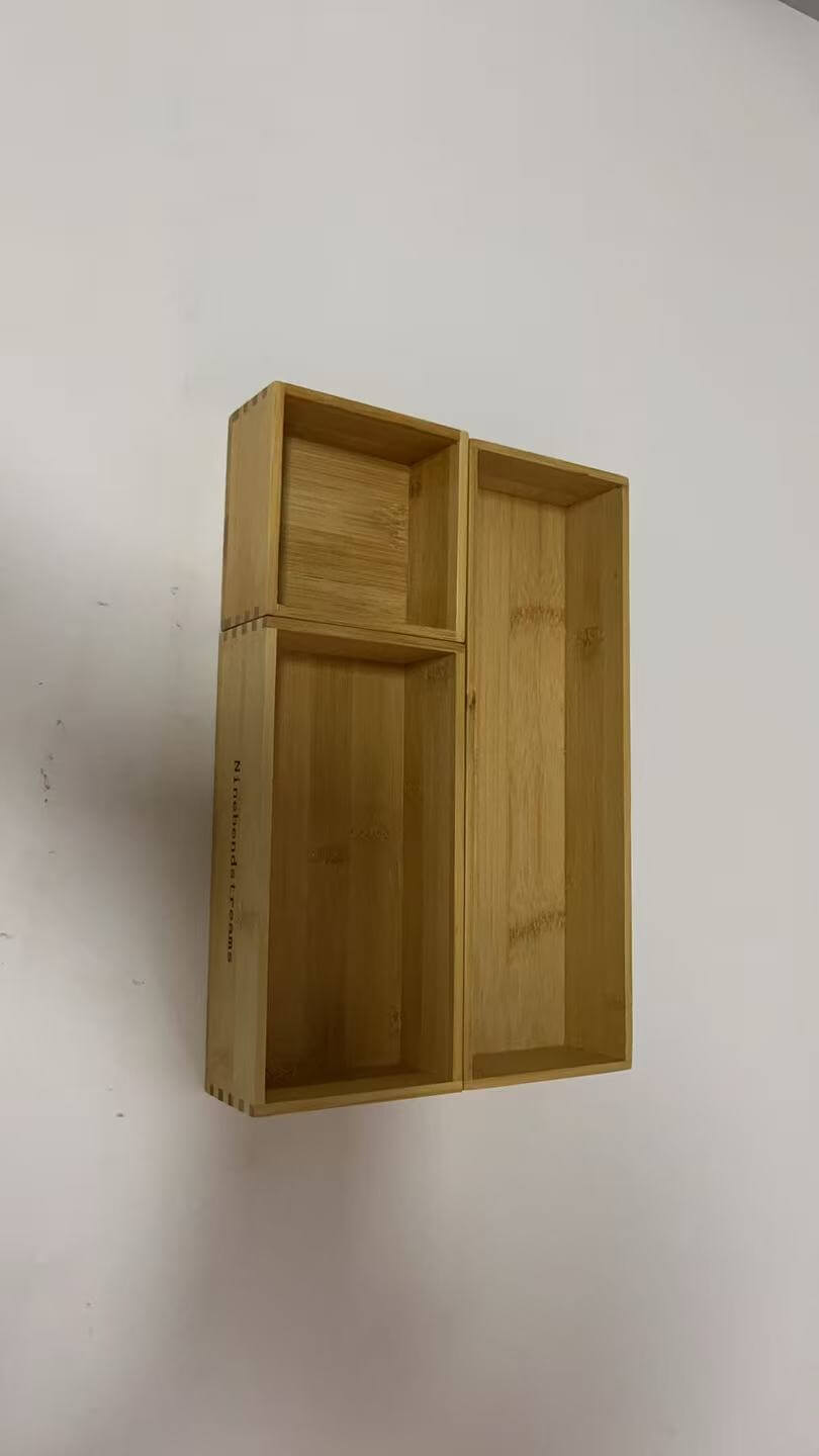Ninebendstreams Containers for household or kitchen use, Bamboo Kitchen Organizer Boxes Set 3 Pcs