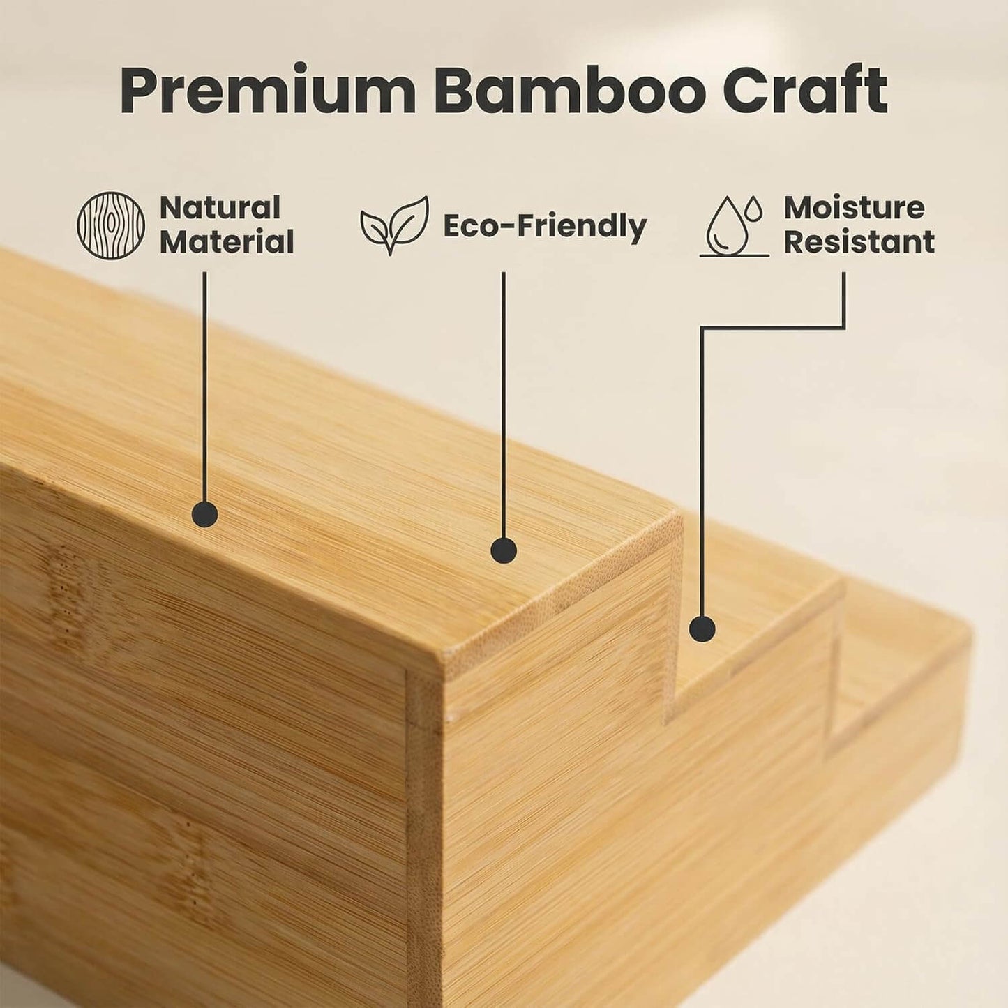 Ninebendstreams 2 Pack Bamboo Spice Rack Organizer for Cabinet Wooden Spice Shelf for Kitchen Pantry Storage Organizer 3 Tier Countertop