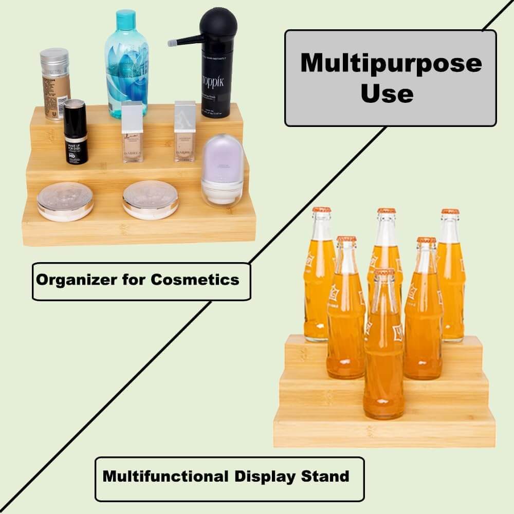 Ninebendstreams 2 Pack Bamboo Spice Rack Organizer for Cabinet Wooden Spice Shelf for Kitchen Pantry Storage Organizer 3 Tier Countertop