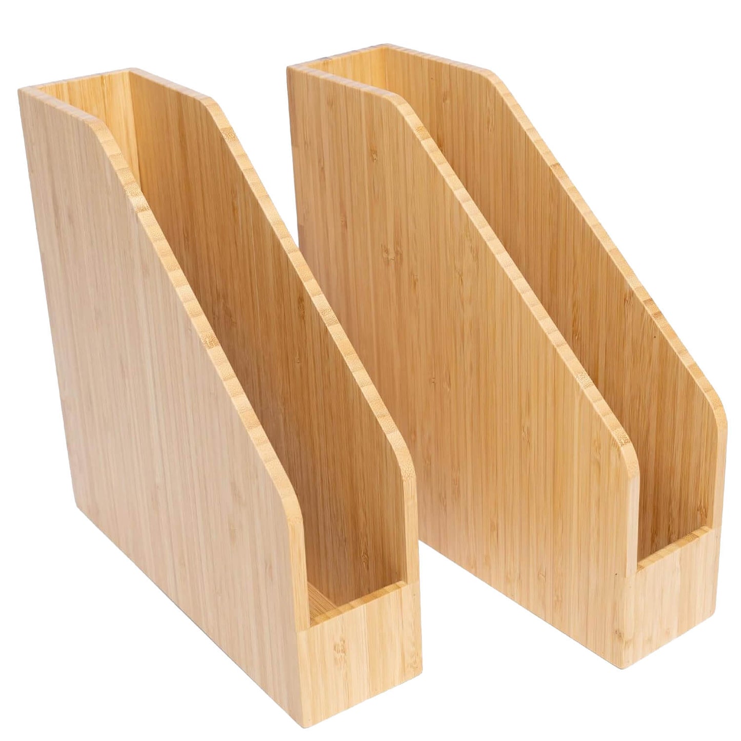 2 Pack Bamboo File Folder Holder Book Holder Frames Document Cabinet Rack Storage Organizer Small Magazine Shelf for Home,Office