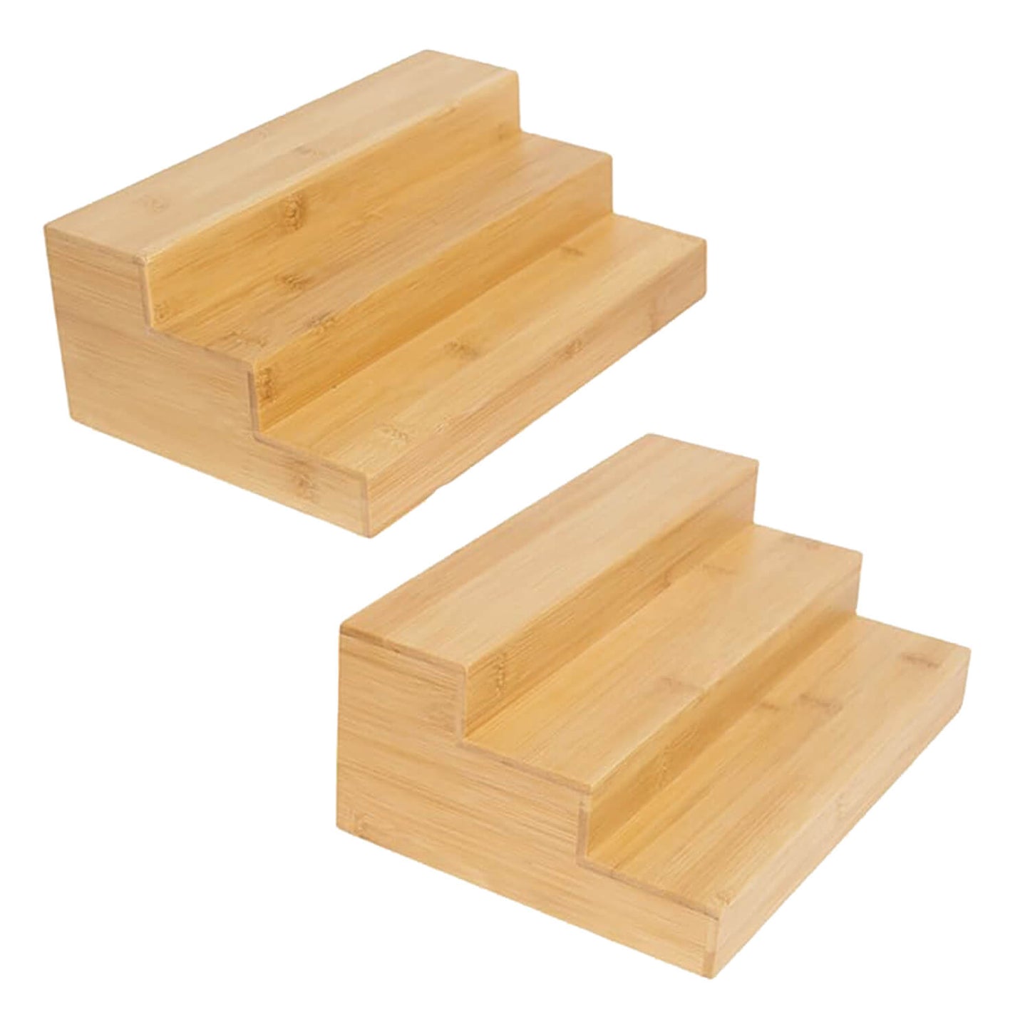 Ninebendstreams 2 Pack Bamboo Spice Rack Organizer for Cabinet Wooden Spice Shelf for Kitchen Pantry Storage Organizer 3 Tier Countertop