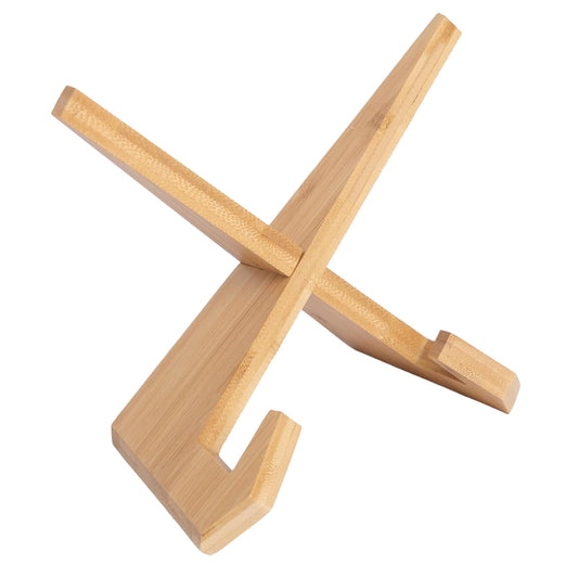 Ninebendstreams Bamboo Plate Holders,Kitchen Counter Wooden Plate Stands for Display