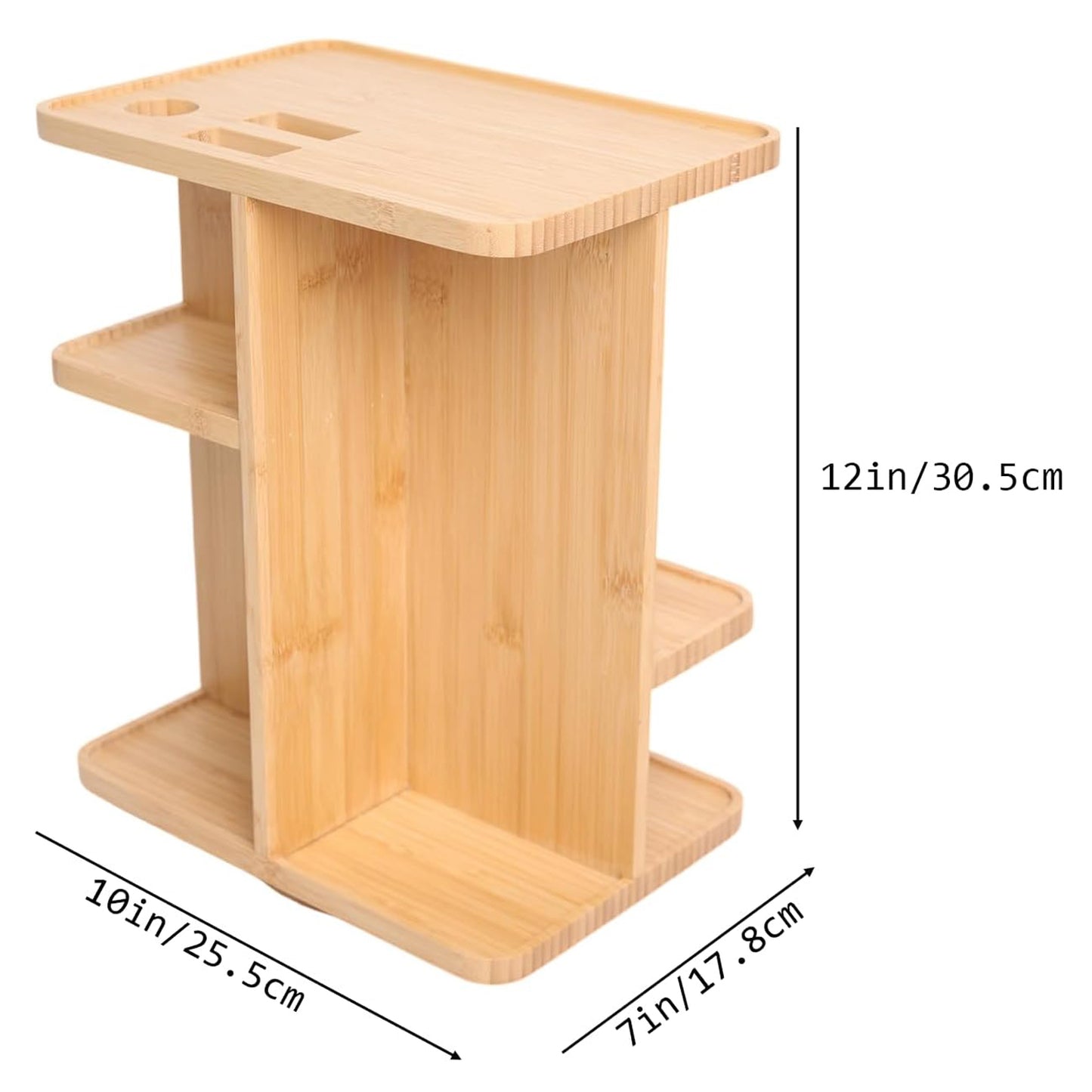 Ninebendstreams 360 Rotating Makeup Organizer for Vanity, Bamboo Desk Organizer, Wood Cosmetic Storage for Desk, Bathroom, Countertop Vanity