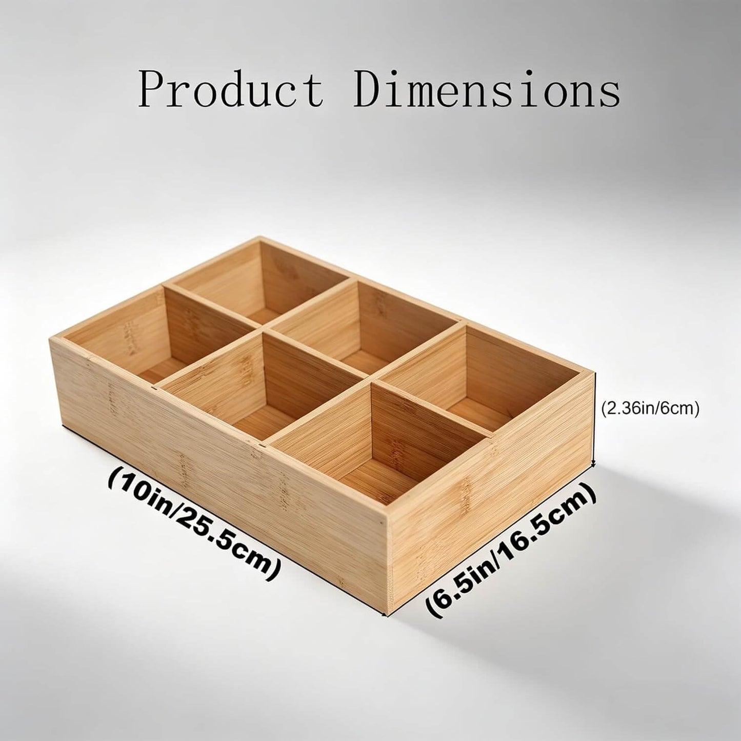 2 Pack Bamboo Desk Organizer with Adjustable Dividers, Modular Wooden Storage Trays for Tea Bags, Snacks, Makeup Office Supplies Drawer Organizer Set for Home & Kitchen