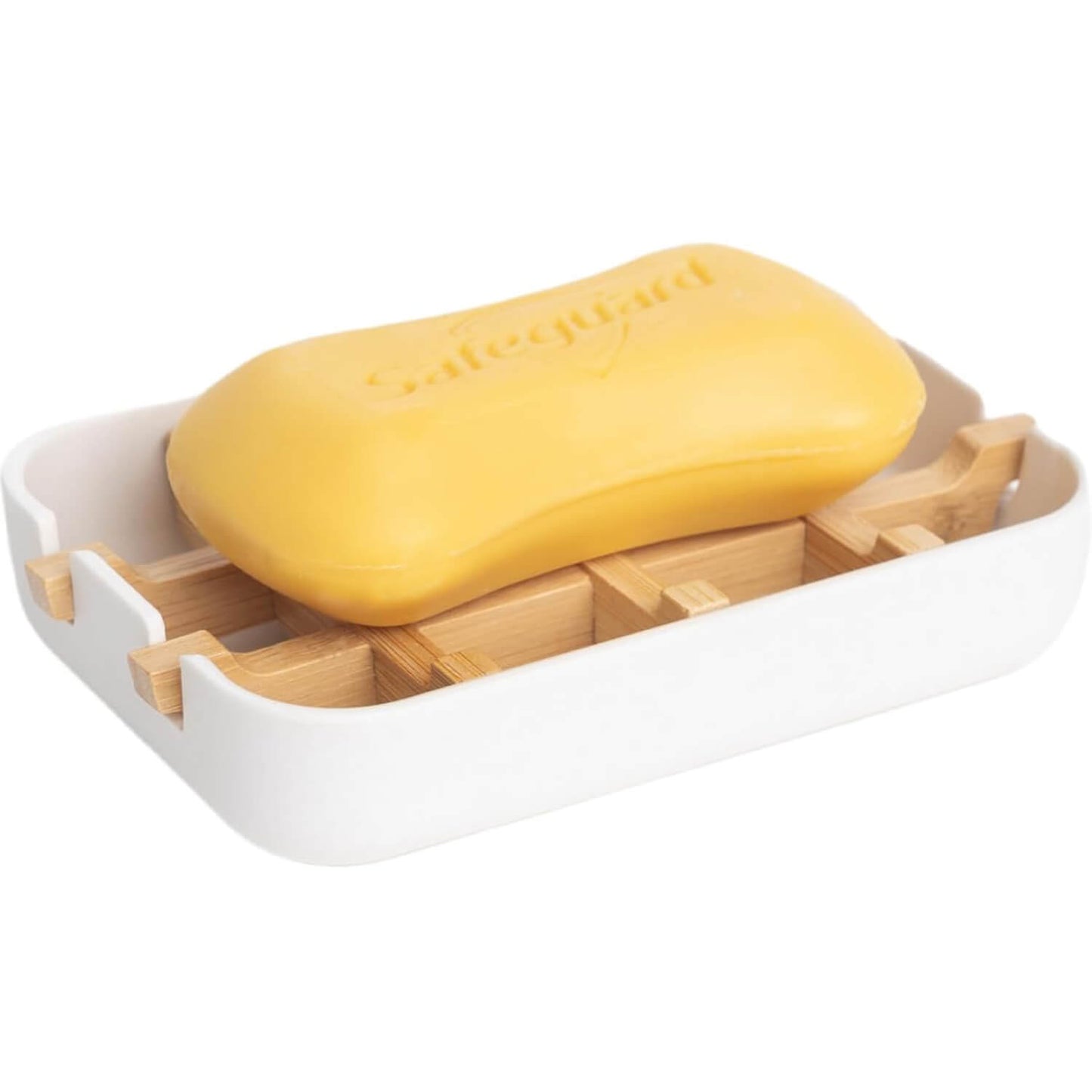 2 Pack Bamboo Fiber Soap Holder and Soap Dish Combination for Bathroom Bar Soap Holder Sink Deck Bathtub Shower Tray (White)